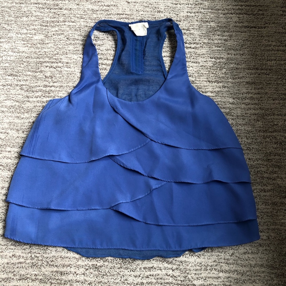 blue ruffle tank